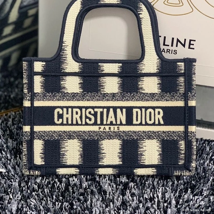 Cheap Mini Dior D-Stripes Blue Canvas Book Tote Motif 0813 Luxury